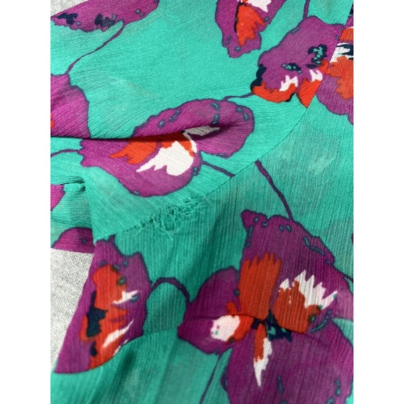 ModCloth Floral Peter Pan Collar Sheer Blouse Green Large retro - Picture 5 of 8